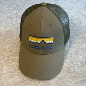 Patagonia Fitz Roy Mountains Trucker Hat Cap Lago Brown Mid Crown Snapback